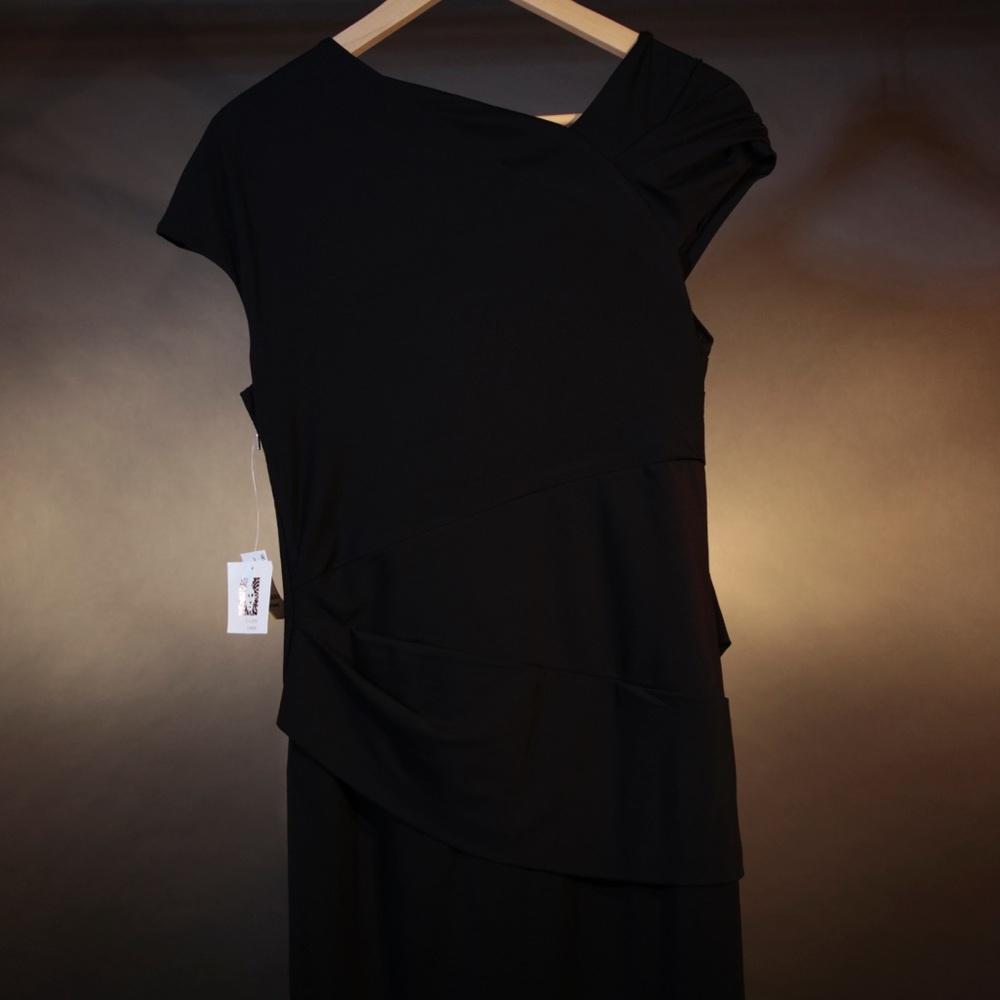 Anne Klein Asymmetrical Neckline Side Drape Dress - Picture 5 of 7